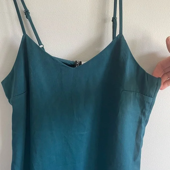 Divided by H&M Teal Blue Silky Strappy Sleeve Mini Slip Cocktail Dress - Picture 5 of 8